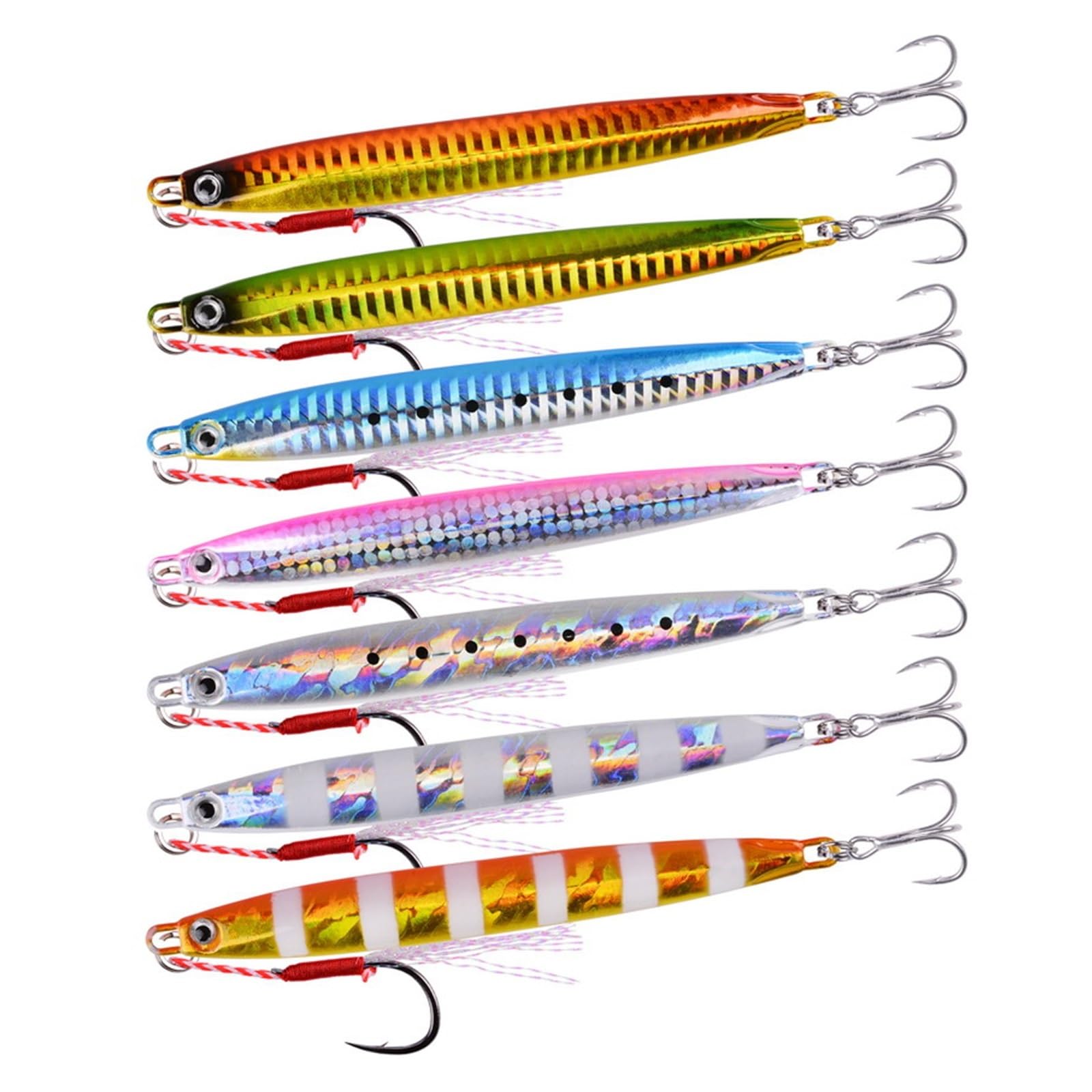 XILILHC 7 Pz/Set Super Slim Metal Casting Jigs 10G 20G 30G 40G Shore Drag Cast Cucchiaio da Jigging Richiamo di Pesca in Zinco Esca Artificiale Attrezzatura