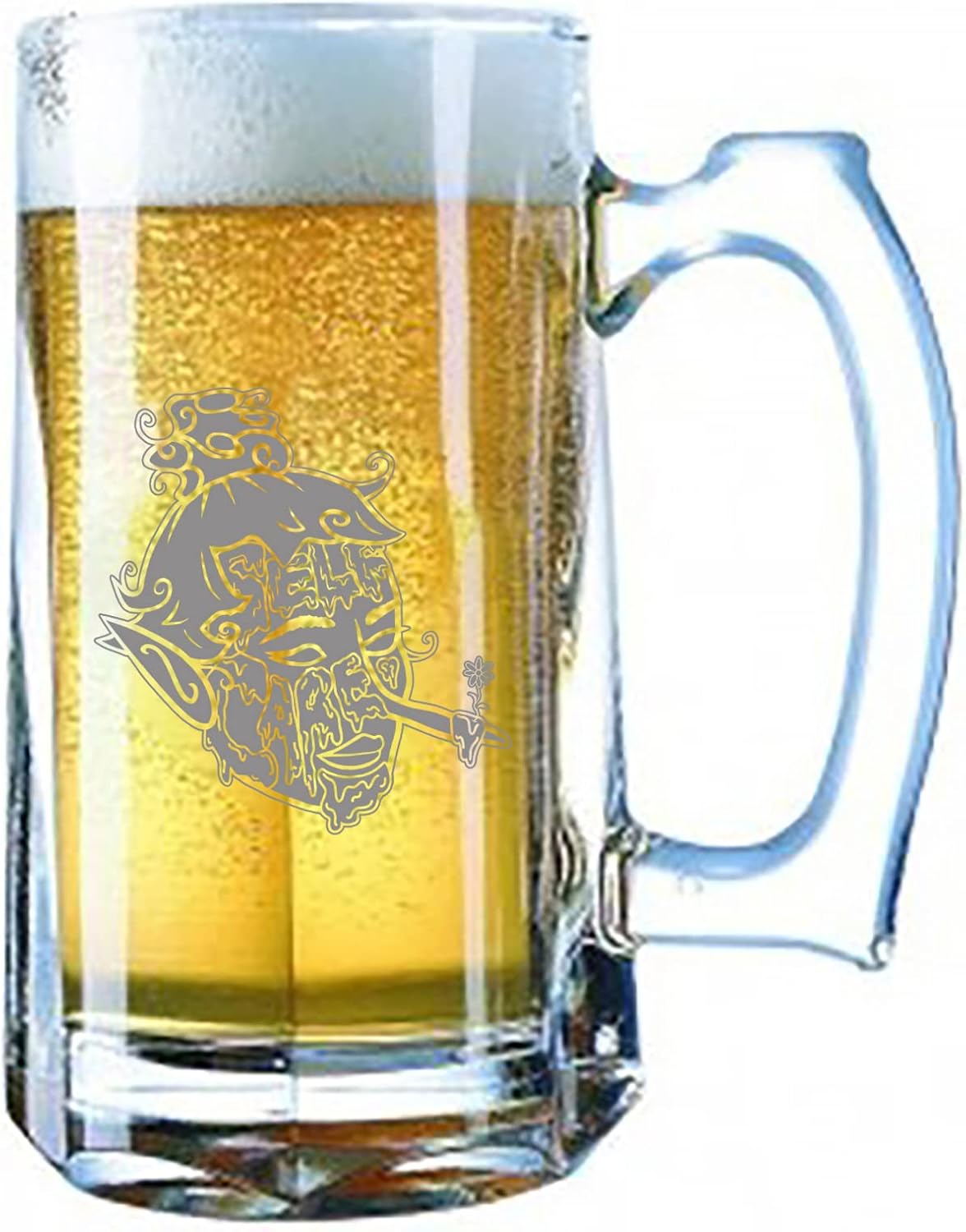 Hat Shark Self Care Fairy - Giant Engraved Beer Mug Stein, 25 oz