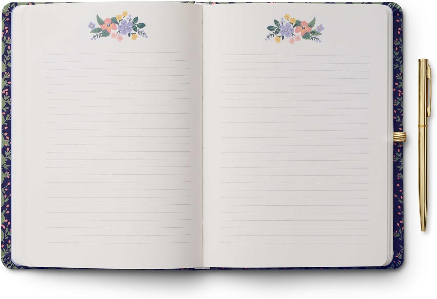 RIFLE PAPER CO. Journal with Pen | Hardcover Journal with Foil Accents, (144 Pages, Elastic Band Closure, Pocket for Extra Storage), Patterned in Wildwood
