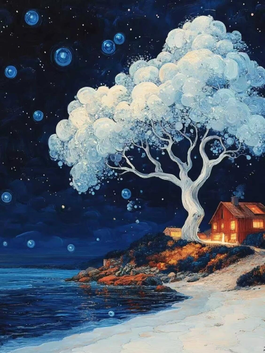 Rqwybcaxn Embroidery Beads Kit Big Trees and Houses 40x50cm