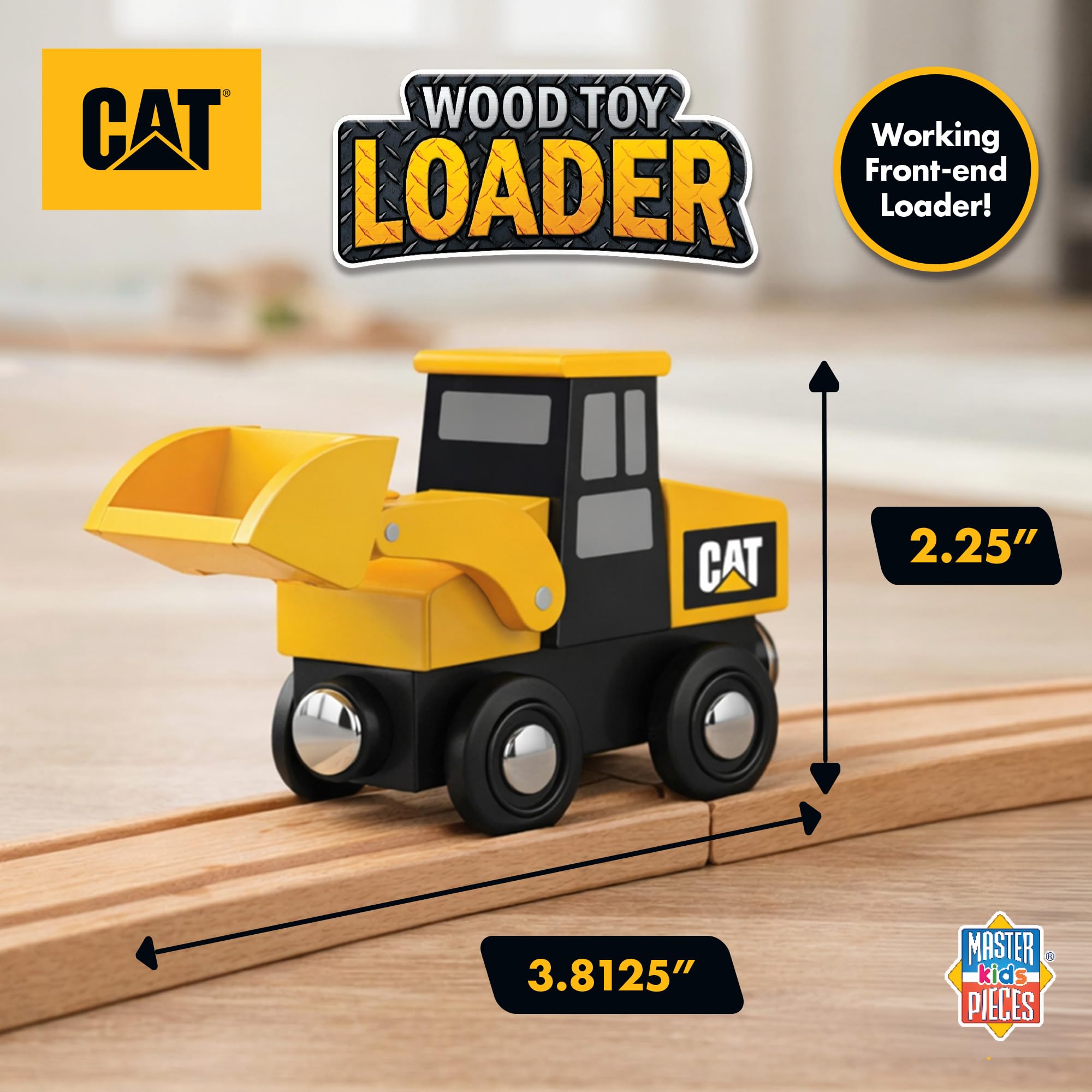 Masterpieces Trenino in legno – Caterpillar Loader – Giocattolo per giovani con licenza ufficiale