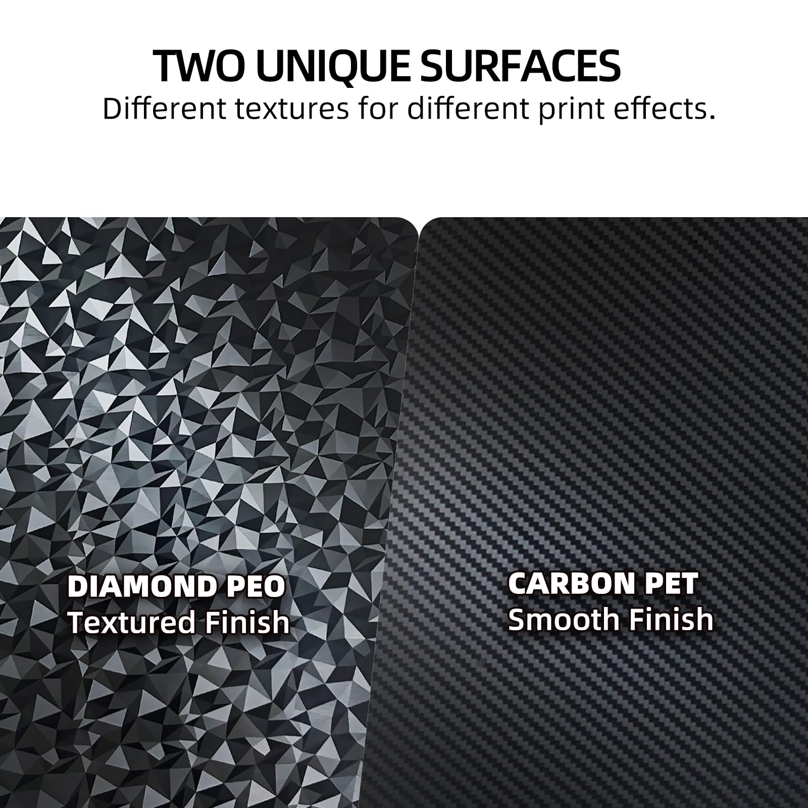 IdeaFormer PEO Diamond & PET Carbon Federstahl Druckplatte 257x257mm für Bambu Lab X1 X1C X1E P1P P1S P2S A1 X2D, Doppelseitige Bauplatte, Flexible Texturierte Druckoberfläche