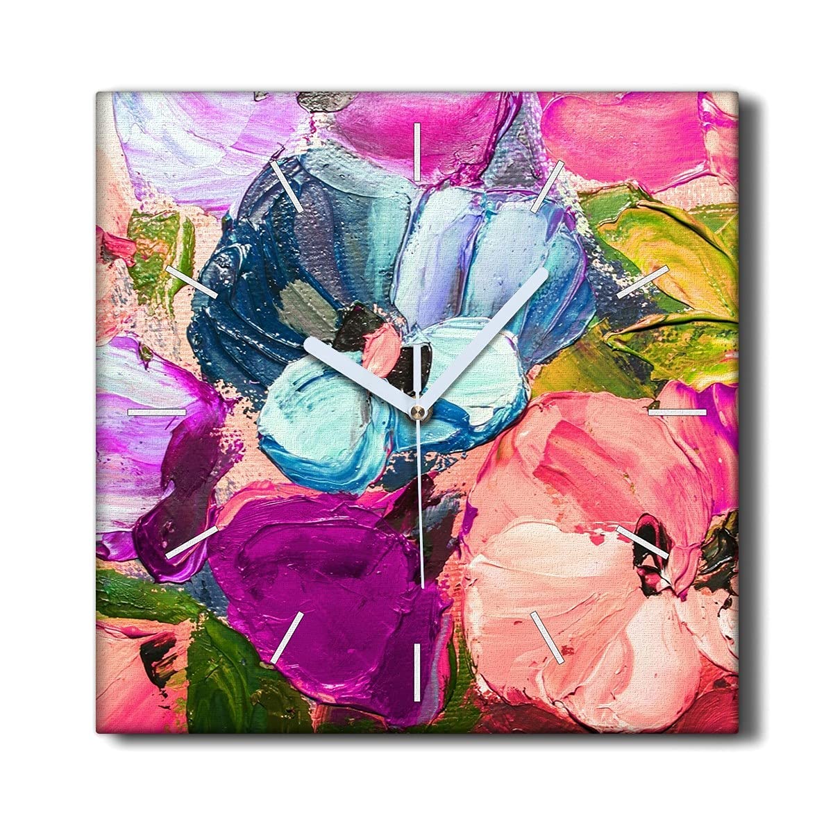 Horloge Murale Fleurs Peinture pour Décoration Murale Salon