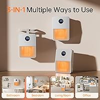 Vista 4 de Electric Space Heater, 3-IN-1 Portable Heater for Wall Mount/Hook/Desktop, Remote&Thermostat, 3 Modes, 24H Timer, 1500W PTC Fast Heating Ceramic