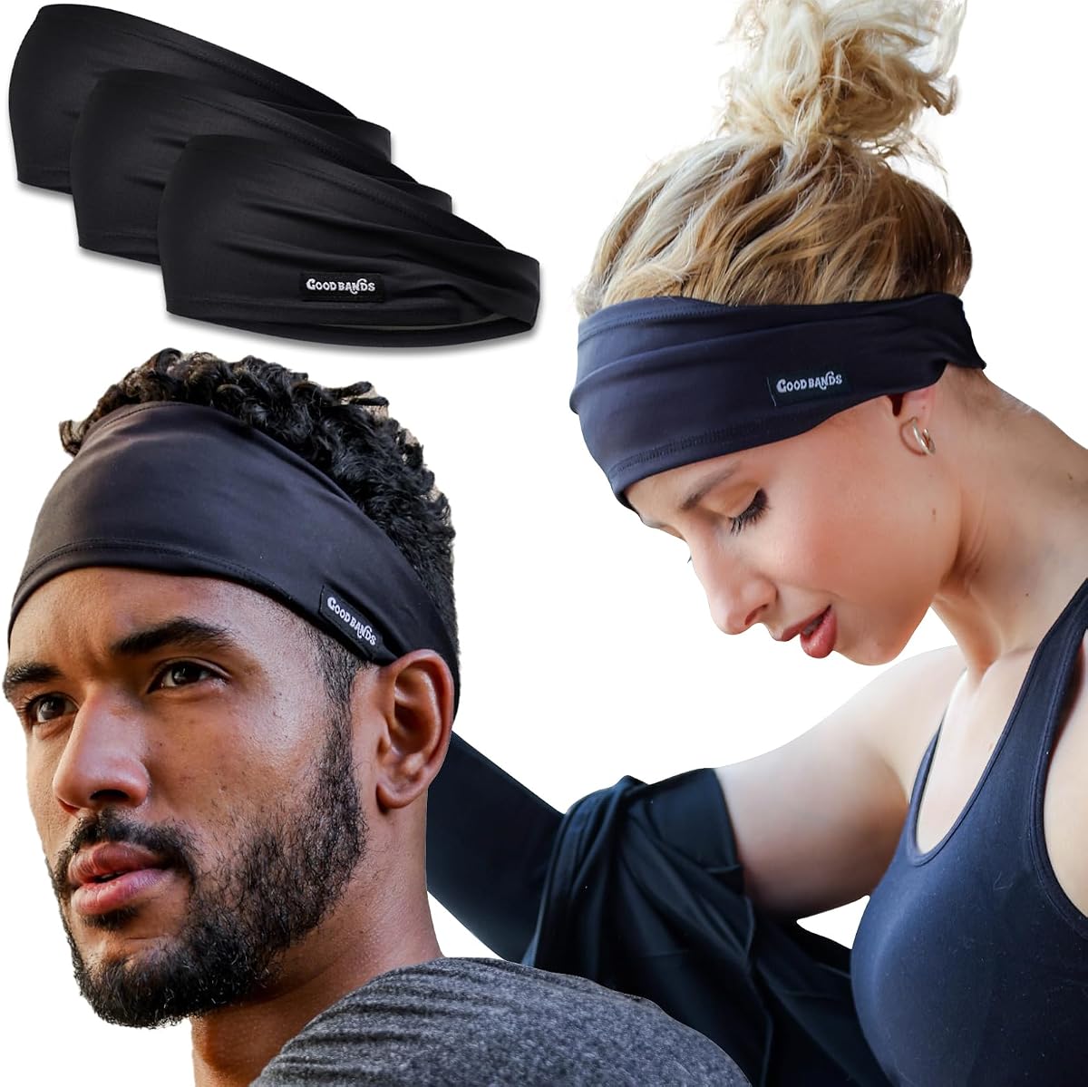 Good Bands - Diademas para el sudor para hombres y mujeres, banda para el sudor antideslizante para entrenamiento