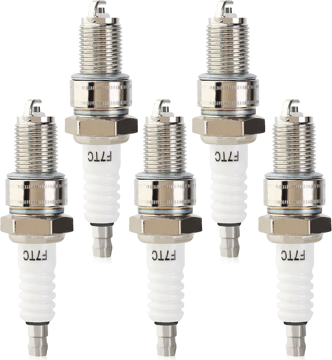 Pack-of-5 Spark Plug F7TC for Generator GX120 GX160 GX200 GX240 GX270 GX340 GX390 GCV135 GCV160 GCV190 Go Kart Mini Bike Lawnmower Tractor Rototiller Water Pump Tillage Polishing Machine BP7ES