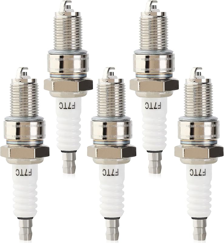 Pack-of-5 Spark Plug F7TC for Generator GX120 GX160 GX200 GX240 GX270 GX340 GX390 GCV135 GCV160 GCV190 Go Kart Mini Bike Lawnmower Tractor Rototiller Water Pump Tillage Polishing Machine BP7ES