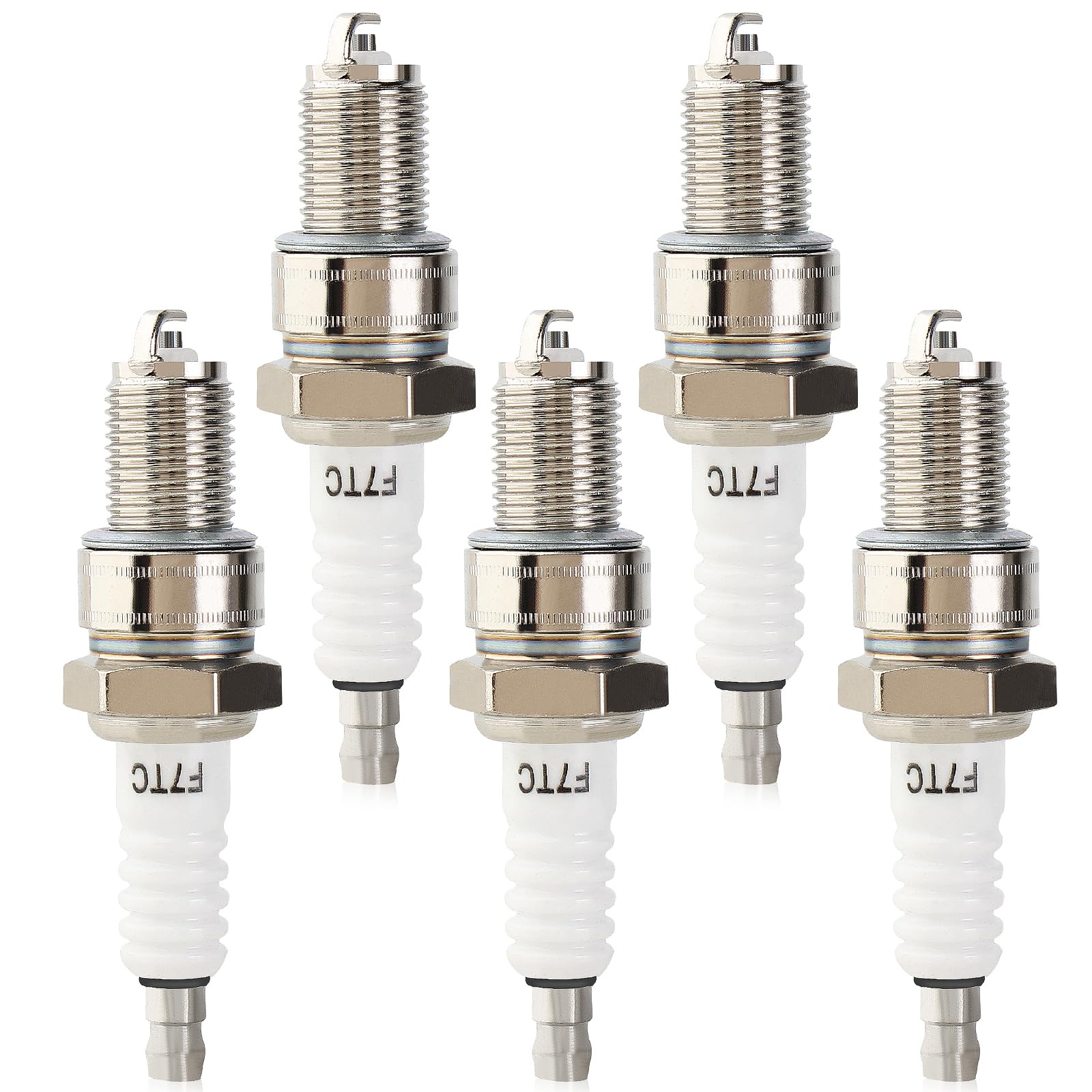 Pack-of-5 Spark Plug F7TC for Generator GX120 GX160 GX200 GX240 GX270 GX340 GX390 GCV135 GCV160 GCV190 Go Kart Mini Bike Lawnmower Tractor Rototiller Water Pump Tillage Polishing Machine BP7ES