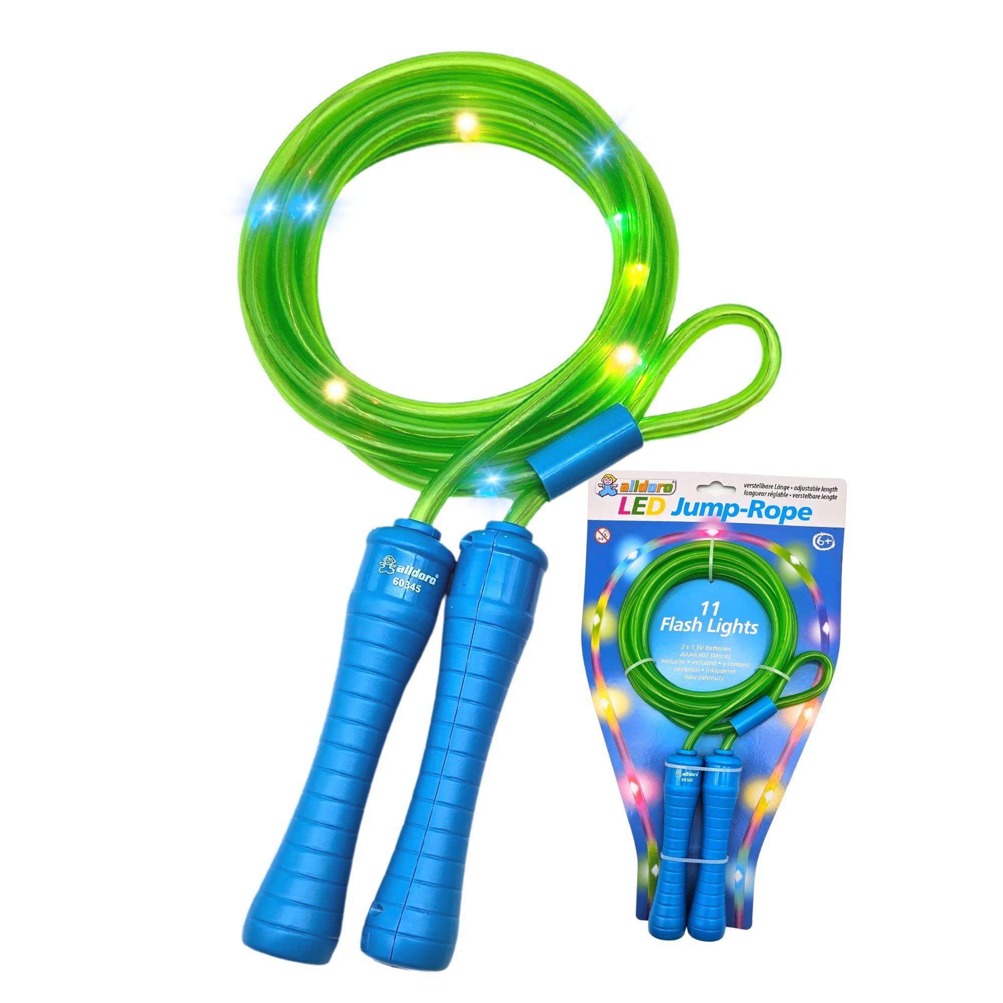 Corde à Sauter LED Alldoro - 11 Lumières Clignotantes, Pour Enfants Et Adultes, Idéale Fitness Et Jardin