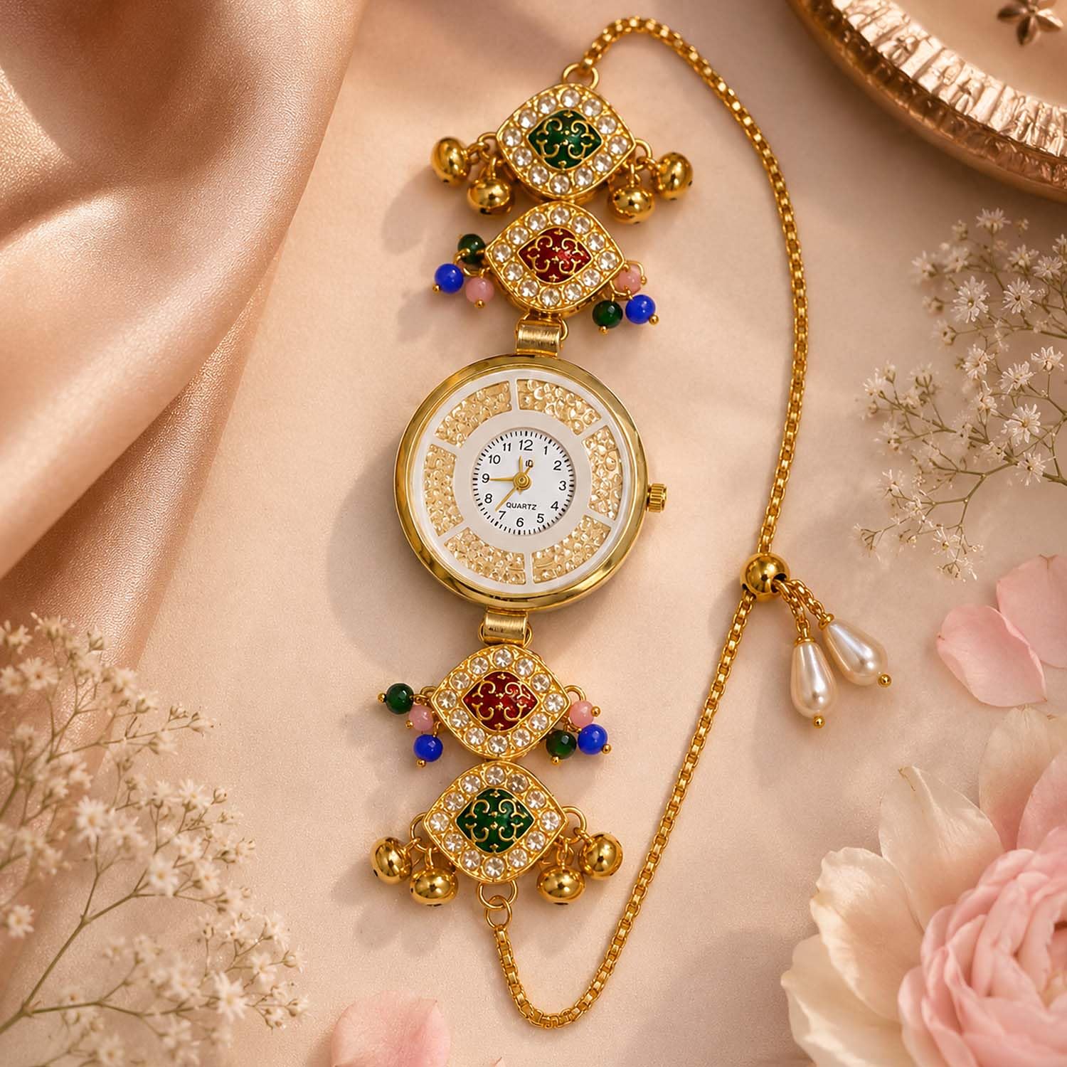 Ascension Premium Designer Kashmiri Watch Rakhi Watch is Designed to Make Every Outfit Look Festive and Stylish Best for Raksha Bandhan Gift Bracelet Watch for Sister Bhabhi Girls Traditional Look.-picture-2
