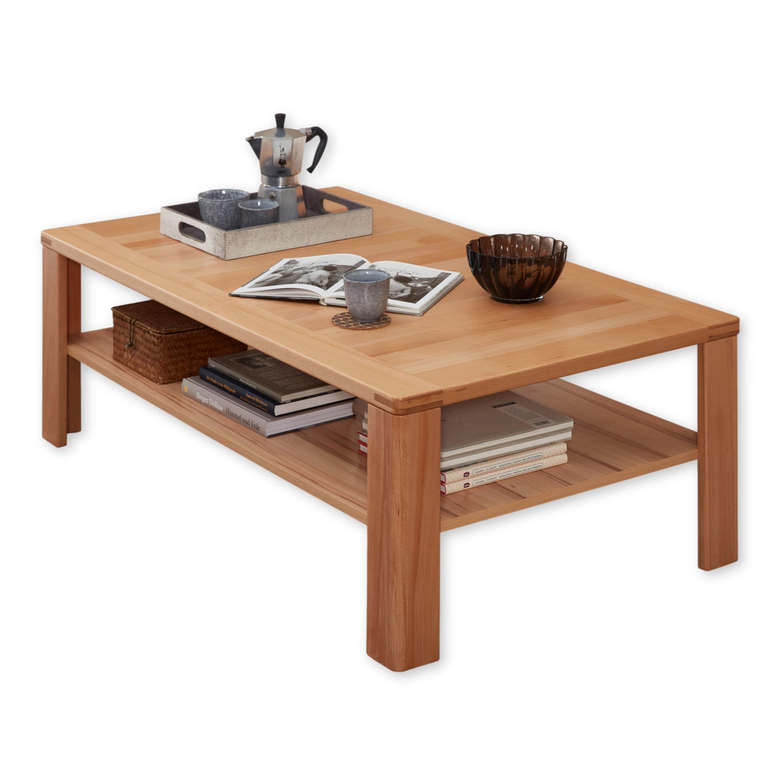 Stella Trading Nature One-Tavolino Legno Massiccio, Certificato FSC, di Alta qualità, con ripiano per Il Vostro Salotto, ingegnerizzato, Faggio massello, Couchtisch