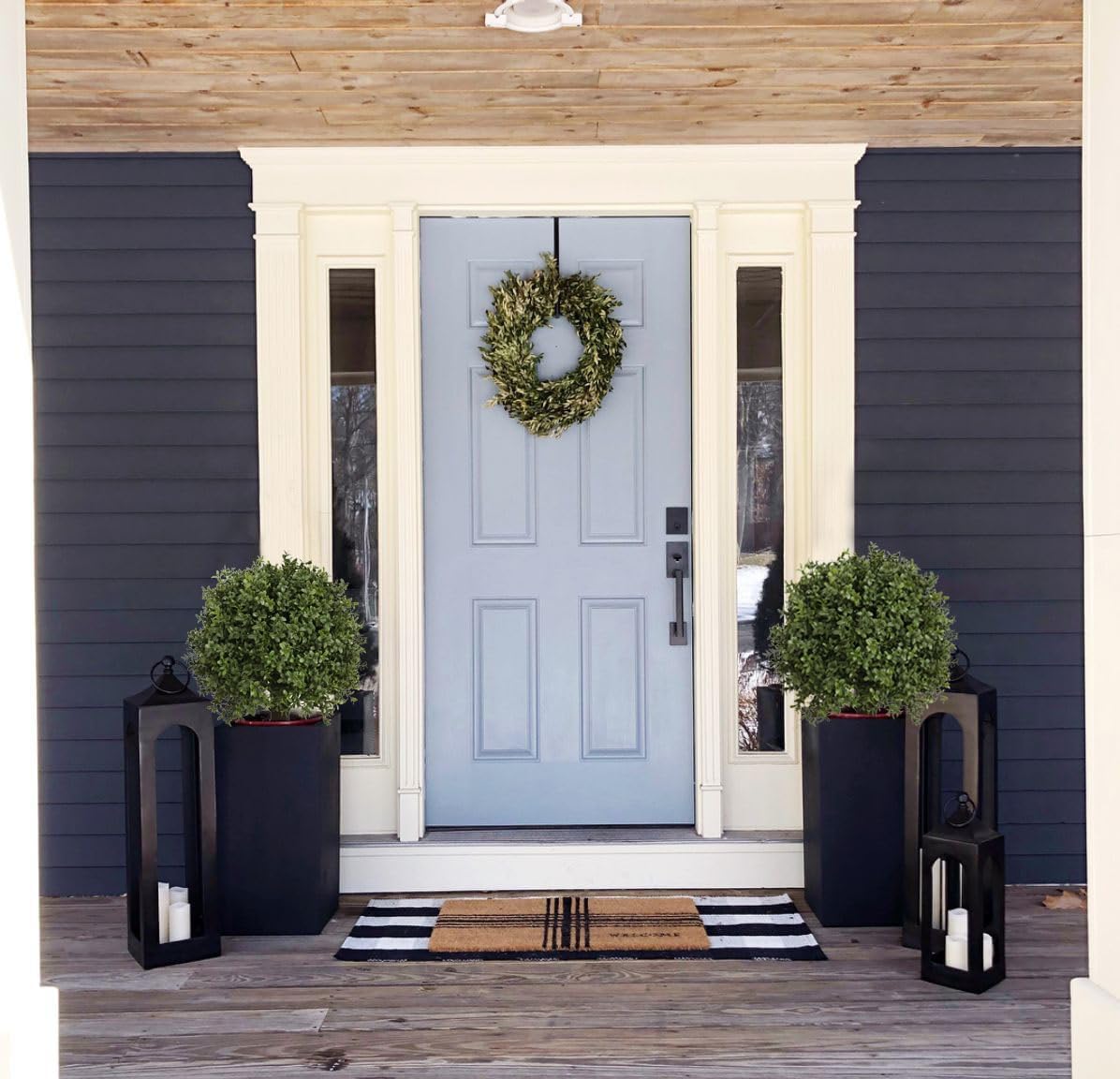 20'' Artificial Boxwood Ball Topiary Tree Set of 2 Porch Outdoor Potted Shrubs