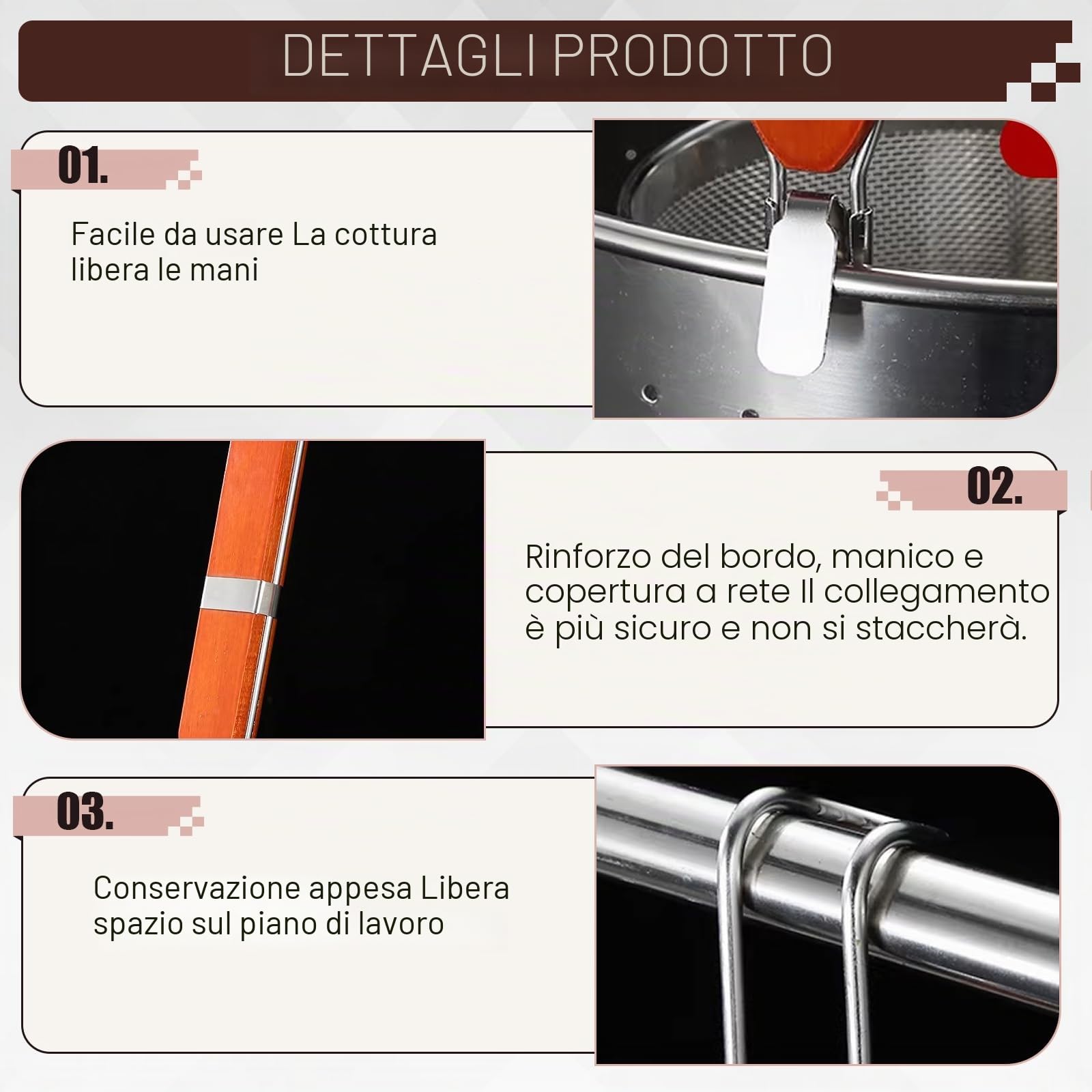 Cestelli Divisori per Pasta in Acciaio Inossidabile 14cm+12cm, Separatore Cuocipasta con Manico