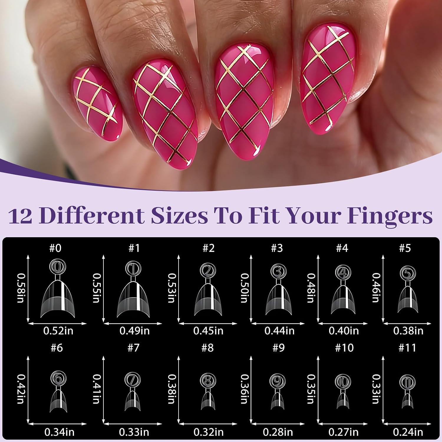 AddFavor Short Almond Nail Tips & Square Nail Tips, 480pcs Half Cover Gel Nails Tips Clear Fake Nails for Acrylic Nails Extension, Salons and Home DIY