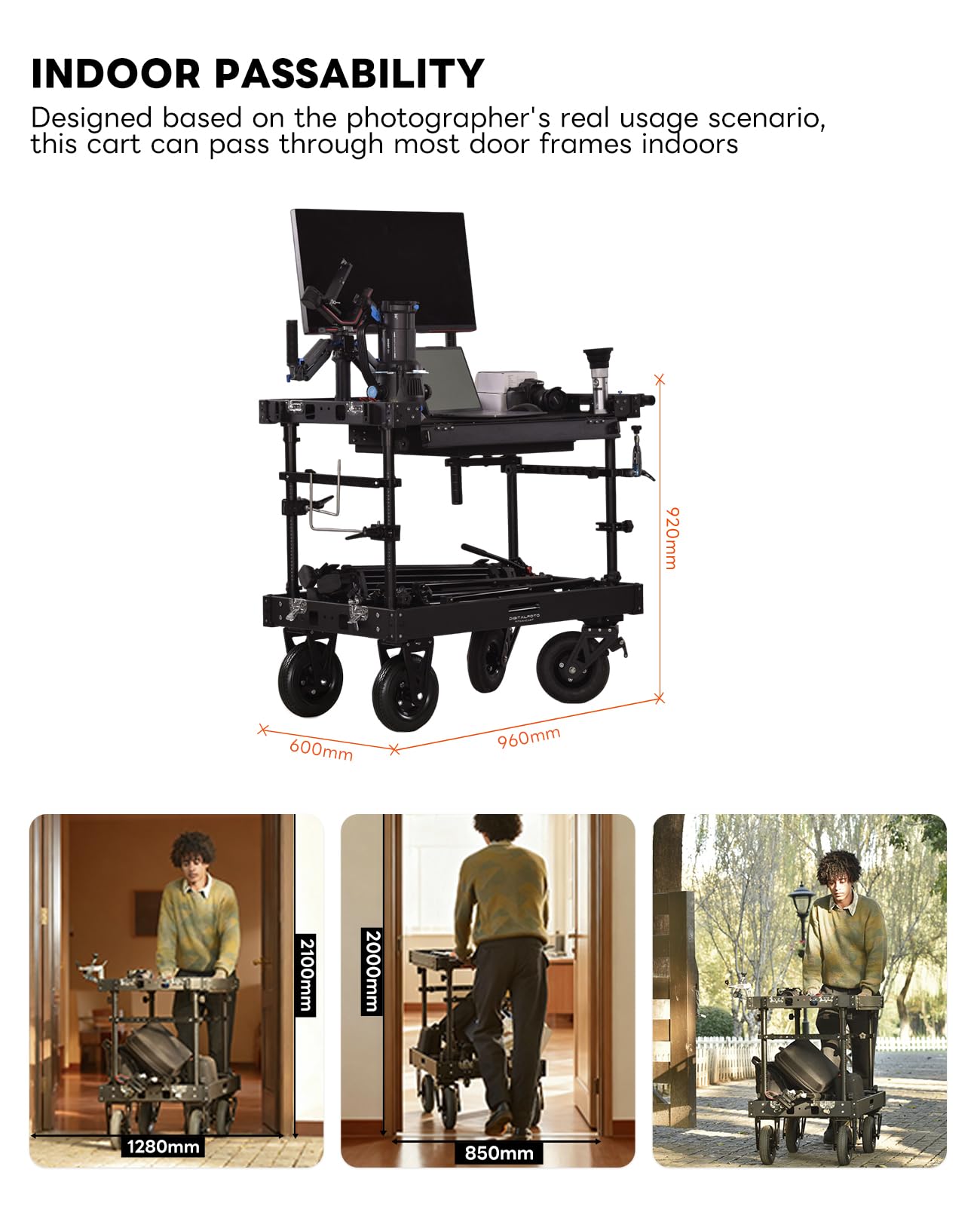 DF DIGITALFOTO TITAN Video Production Camera Cart dla Filmowców/Fotografów/Studiów,Profesjonaln Stanowisko Robocze na Planie do Bezpiecznego Przechowywania i Przenoszenia Sprzętu,maks.ładowność 300kg