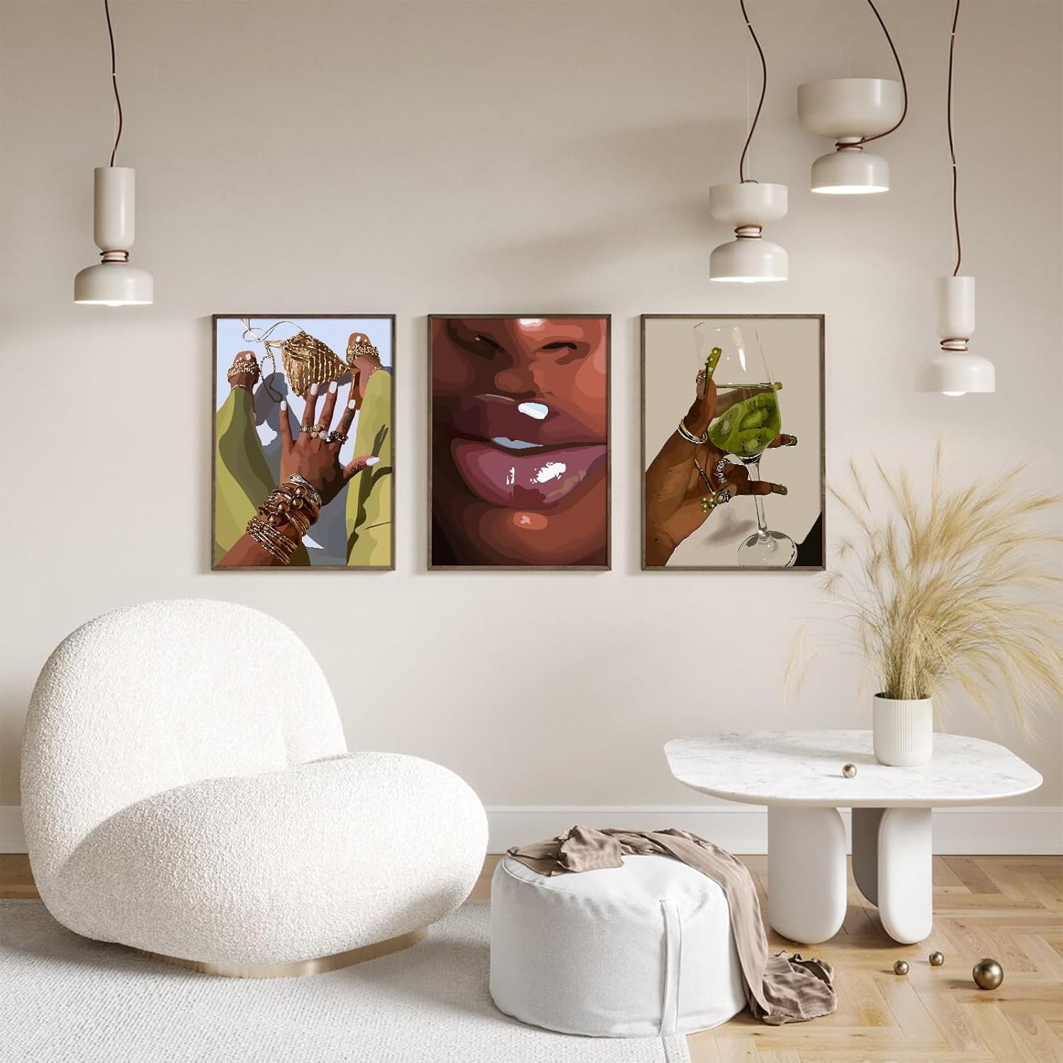 Black Girl Wall Art African Woman Canvas Wall Decor American Black Women Wall Art Black Female Pictures Fashion Abstract Poster for Home Bedroom 24x36 Inch Unframed Set of 3