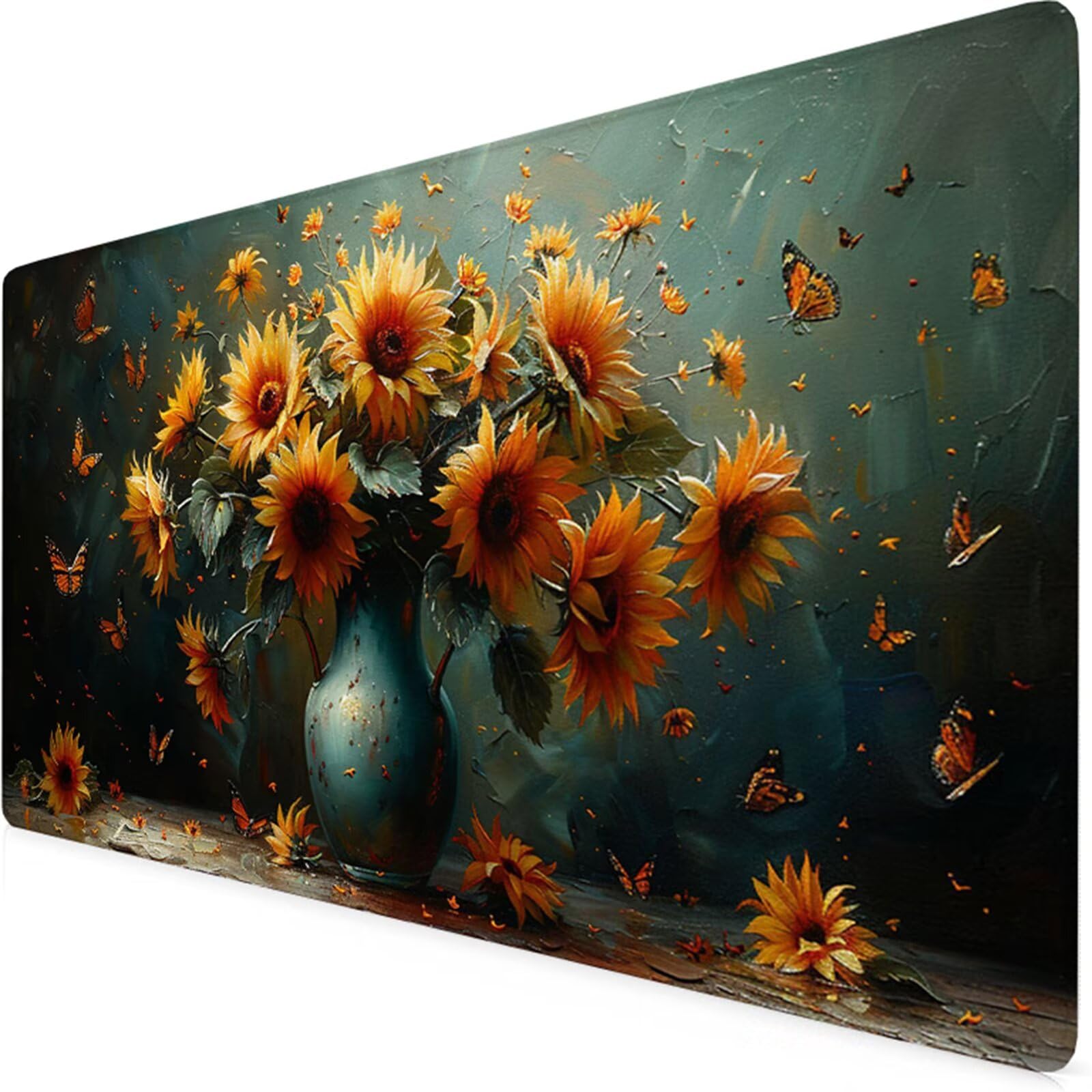 Zielona podkładka pod mysz do gier XXL podkładka pod mysz 1200 x 600 x 3 mm podkładka pod biurko wodoodporna podkładka pod mysz kwiatowa z antypoślizgową gumową podstawą zszyte krawędzie mata pod mysz