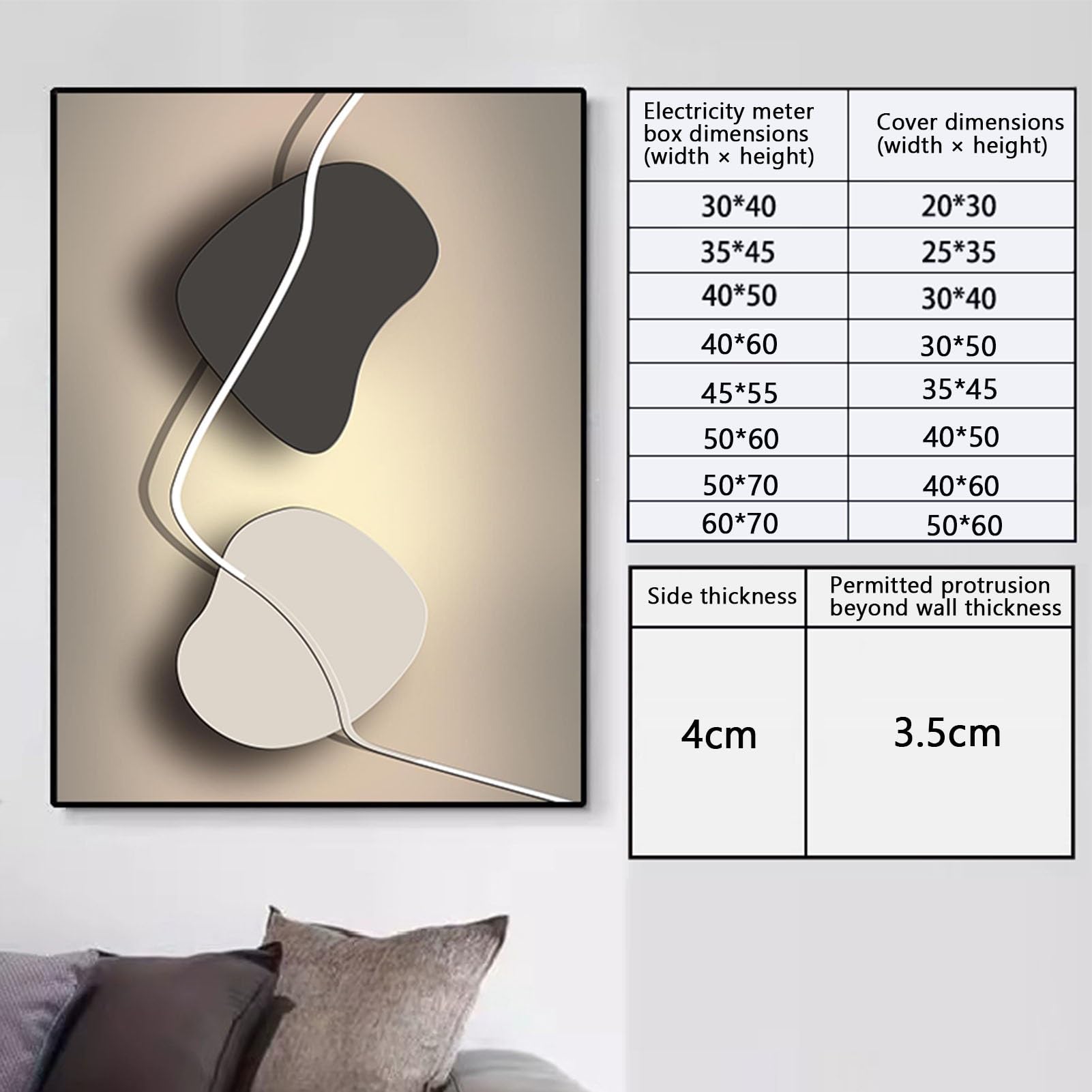 Pintura Decorativa Caja Contadores Estilo Vertical Cubre Cuadro Electrico Tapa Caja Fusibles Armario Sala Estar Dormitorio(B,40x60cm)