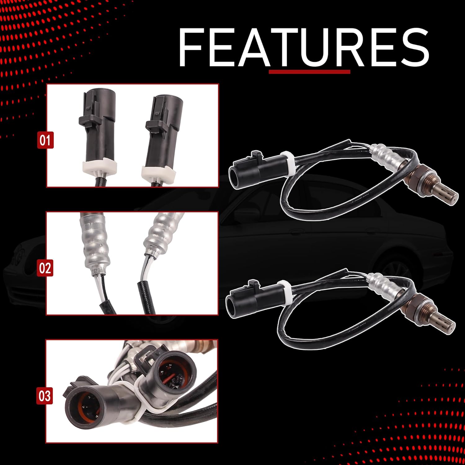 2Pcs O2 Oxygen Sensor Compatible with 1990-2014 Ford F-150 E150 E250 E350 Focus Expedition Lincoln Town Car Navigator Mercury Mazda Aston Replace 15717 15716 15718 15719