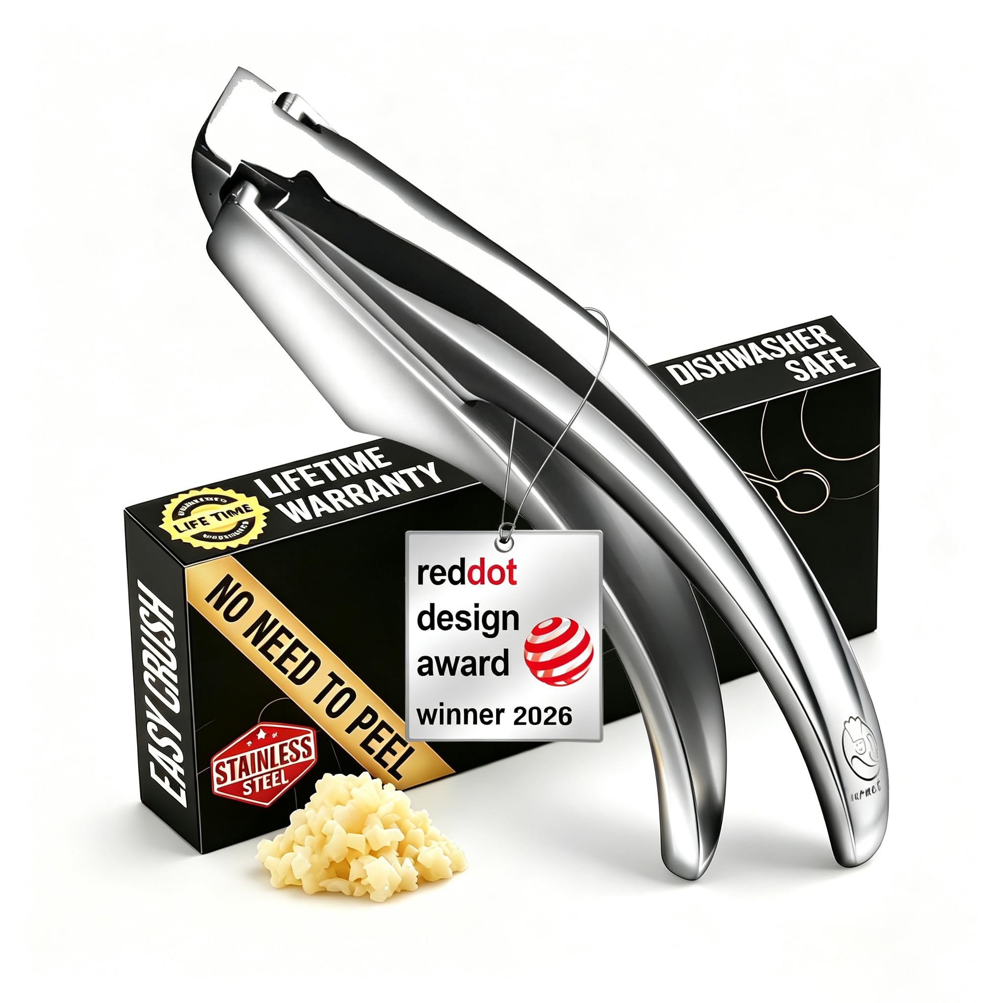 Gourmet Easy Garlic Press Lifetime Replacement, No Need to Peel, Fine Mince