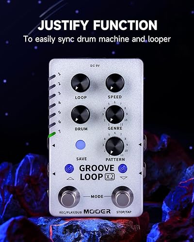 Miniatura 3 de MOOER Groove Looper Pedal Drum Machine Stereo Guitar Loop Recorder Pedales con 140 Minutos Loops 121 Drum Grooves Editor Software (X2)