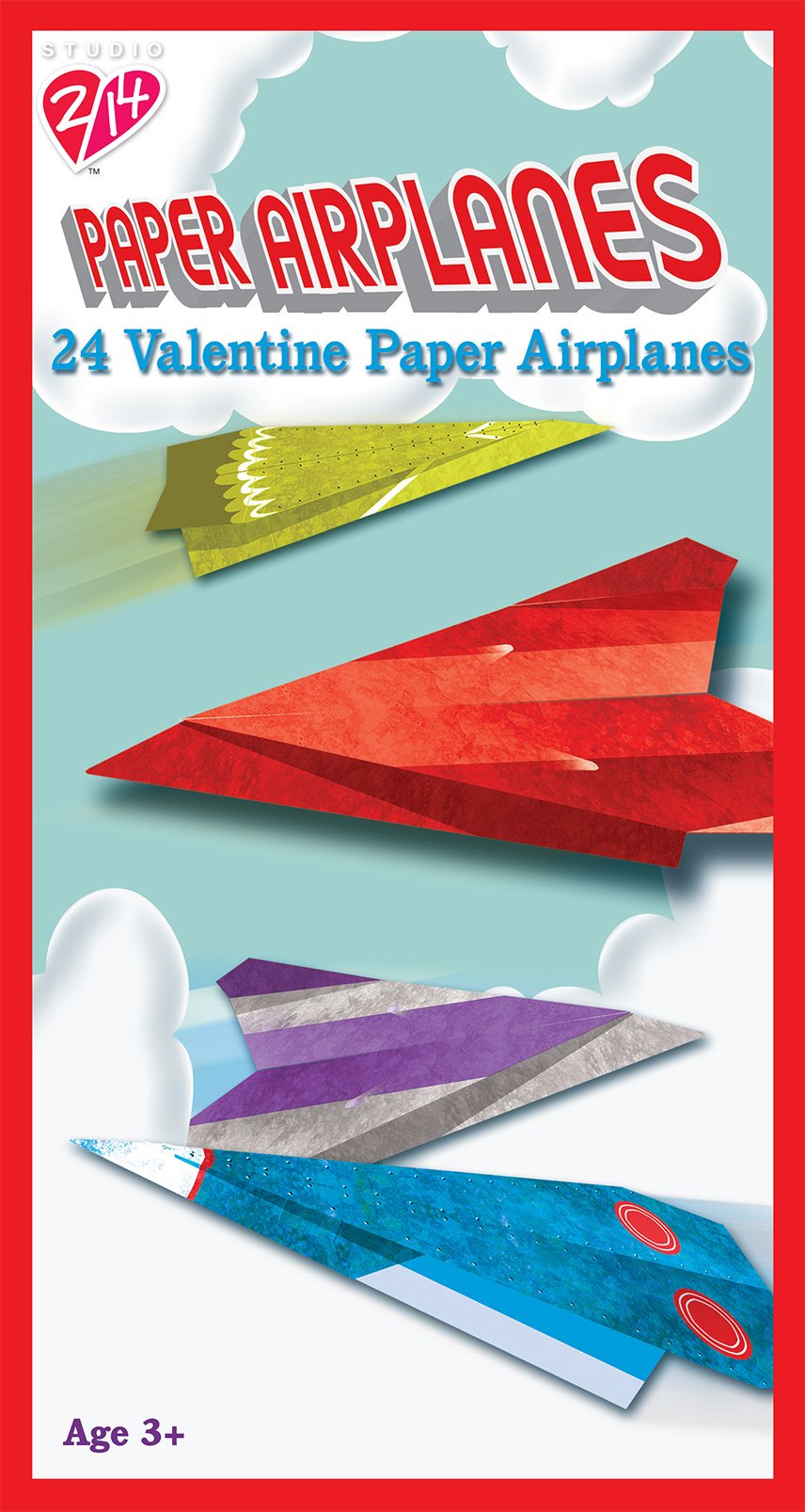 Paper Magic 24CT Paper Airplanes Kids Classroom Valentine Exchange Cards