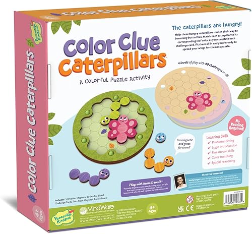 Miniatura 2 de Peaceable Kingdom Color Clue Caterpillars - Rompecabezas magnéticos para niños a partir de 4 años