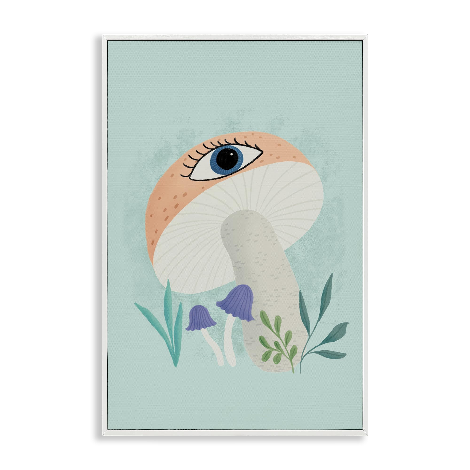 Stupell Industries Coastal White (Textured) 'Mushroom With Mystical Eye'| Framed Giclee Art