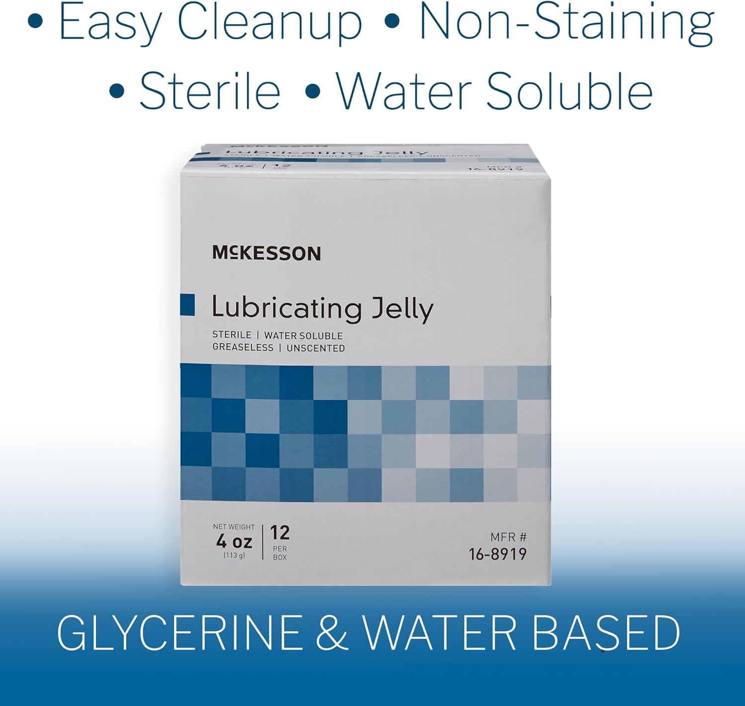 McKesson Lubricating Jelly, 4 oz [24 Count] Water Based Non-Sticky Lube, Water Soluble Lubricant Gel - for Surgical, Medical, Personal – Sterile Tube, Box of 2