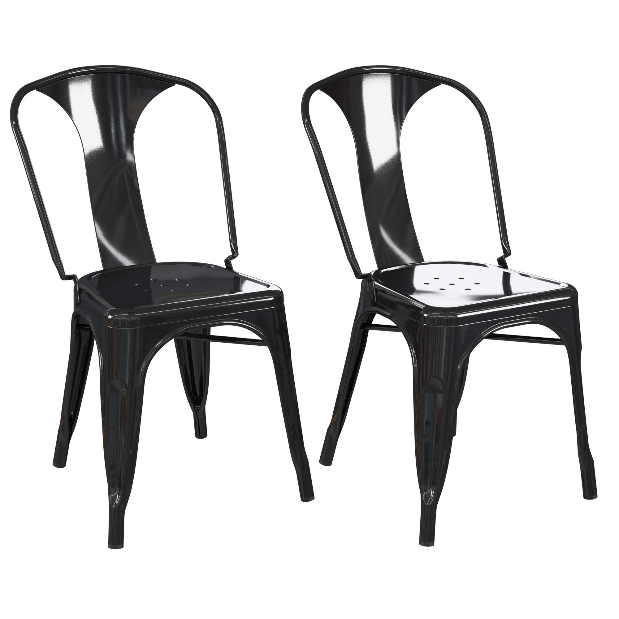 DHP Furniture Finn Metal Dining Chair Black 2PK, 44x51x79cm (DxWxH)
