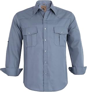 COEVALS CLUB Men's Western Cowboy Long Sleeve Pearl Snap Casual Work Shirts