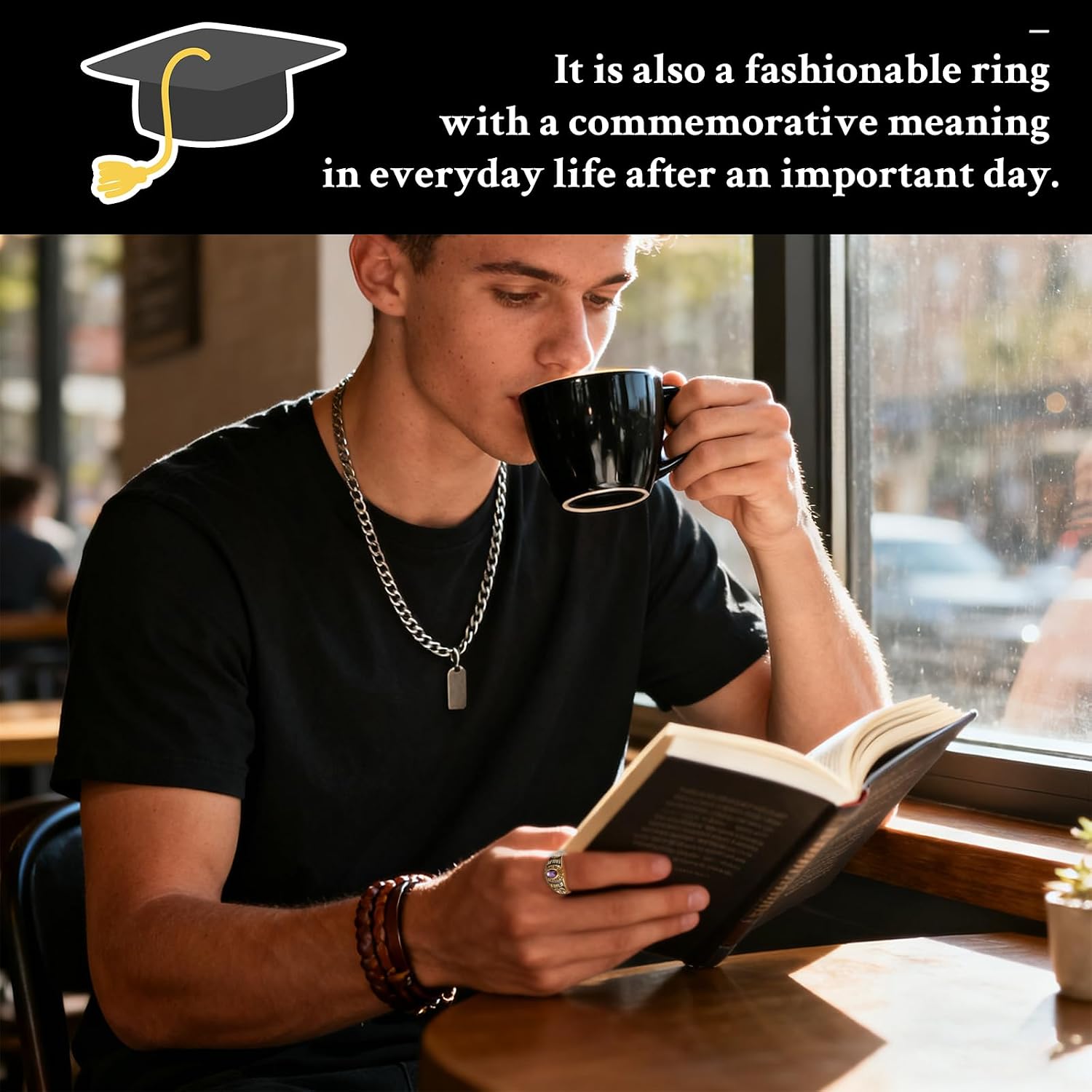 Custom High School Class Ring for Women Men, 925 Sterling Silver Personalized Graduation Ring with Name, School, Year & Birthstone, Inside Engraving, University College of 2025 Graduation Gifts
