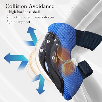 Kids Knee And Elbow Pads, 6 PCS Adjustable Kids Sports Protective Gear Set, Breathable Guards Protective Gear With Mesh Bag for Skateboard, Roller Skating, Biking, Skating & Outdoor Sports