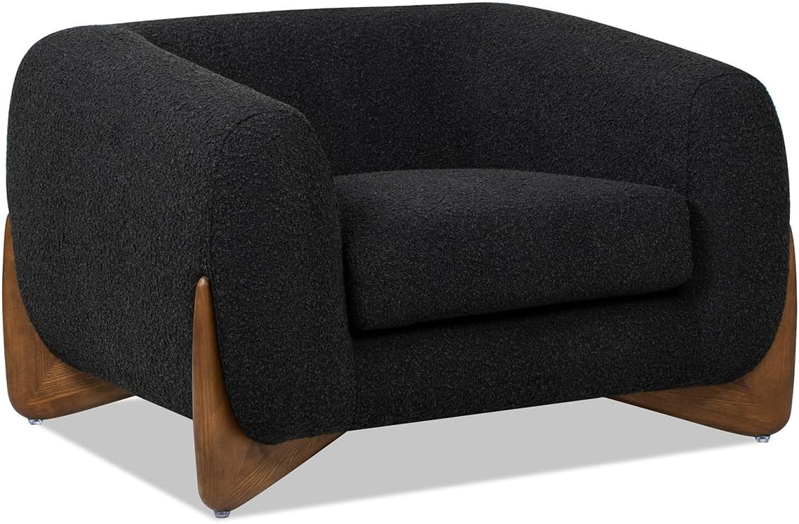 Jennifer Taylor Home Alpine 43.5" Modern Scandinavian Minimalist Round Arm Sherpa Living Room Arm Chair