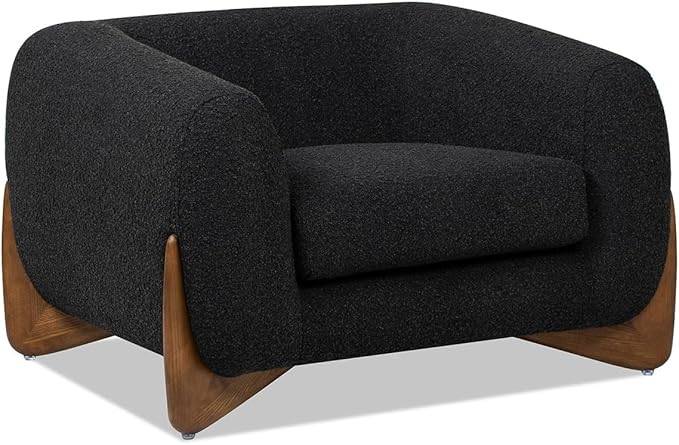 Sillón Moderno Escandinavo 43.5" Tapizado Bouclé Negro miniatura 4