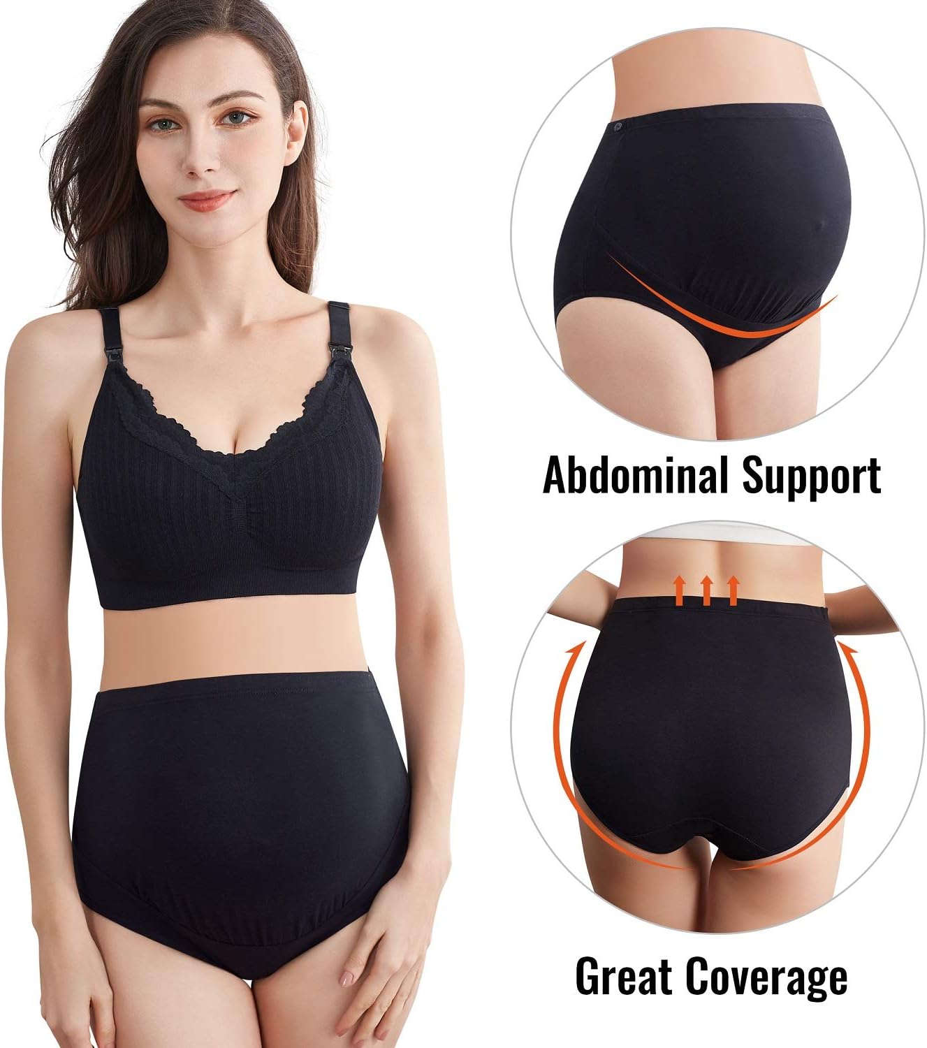 Mama Cotton Women's Over The Bump Maternity Panties High Waist Full Coverage Pregnancy Underwear Multi-Pack (S-4XL) - Image 2