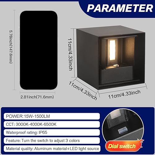 Miniatura 5 de Paquete de 2 luces de pared para exteriores exteriores e interiores G9 base moderna apliques de pared arriba y abajo, luces IP65, iluminación al