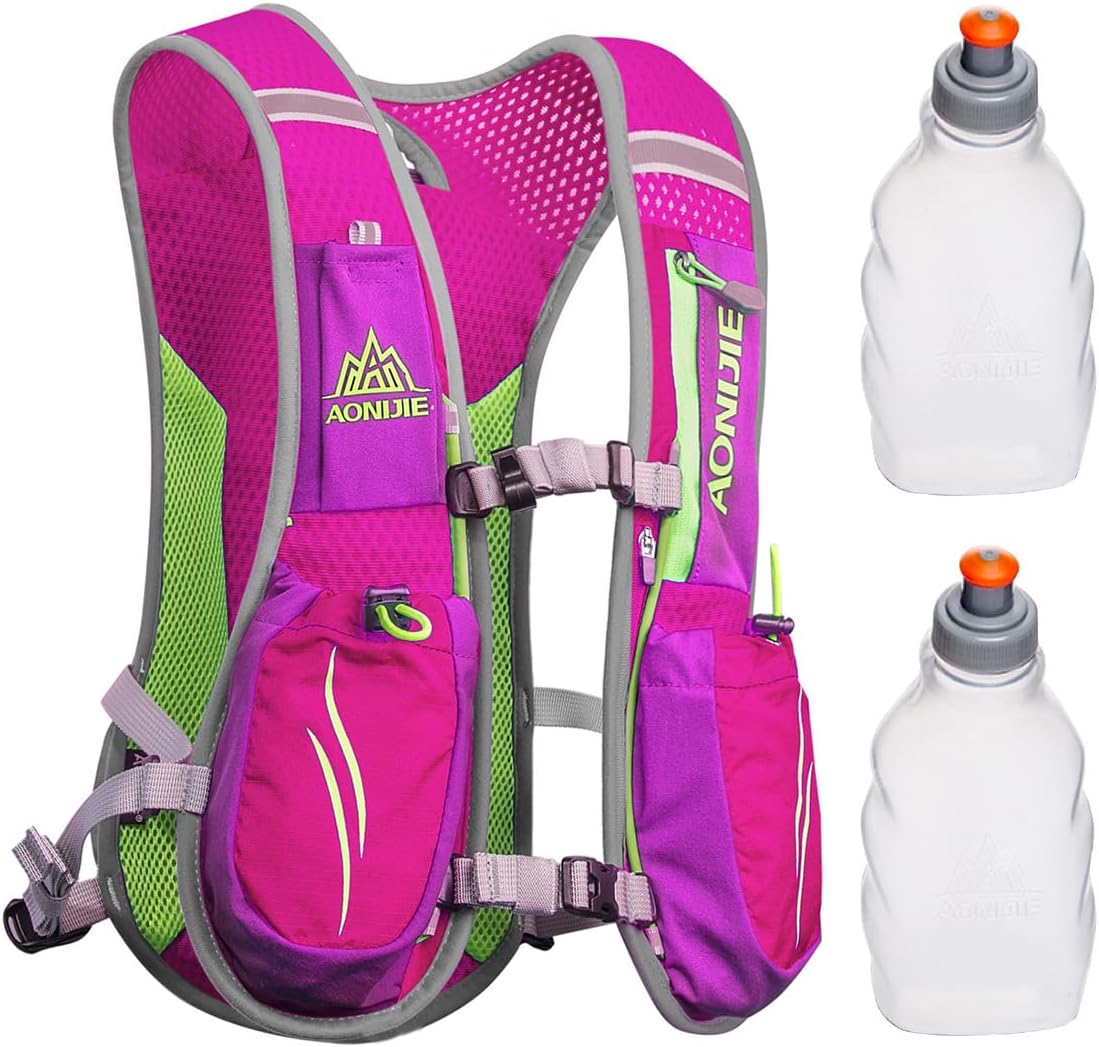 Geila Ultralight Hydration Backpack (5.5L) for Running, Trail Running, Marathon, and Cycling – Includes 2x250ml Water Bottles