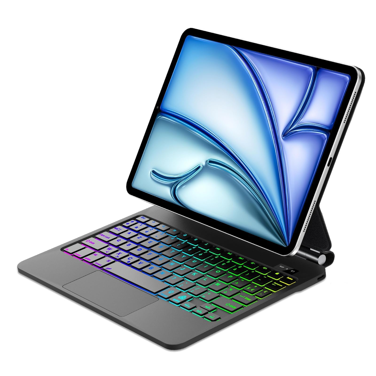 Magic Keyboard pour iPad Air 11"(M4 2026, M3 2025, M2 2024)/Air 10.9"(5e/4e Gén) et Pro 11"(2018-2022), Support Flottant et Pavé Tactile Multi-touch, AZERTY Français Clavier avec Rétroéclairées, Noir