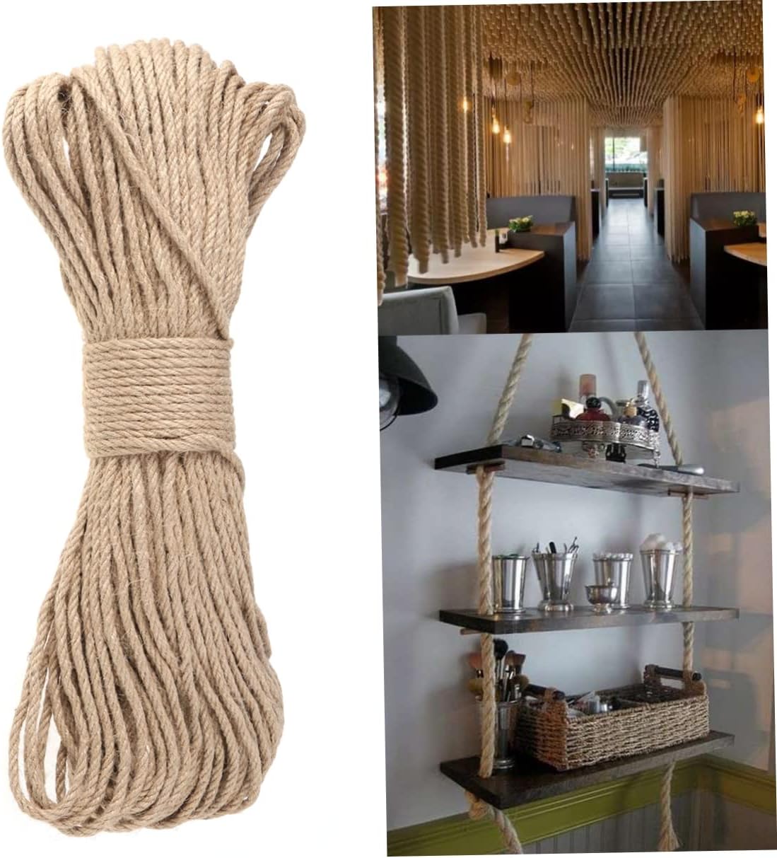 Gadpiparty 100m Thick Twine String Heavy Duty Jute Rope Craft Rope Cord Natural Twine for Arts Decorative Line for Party