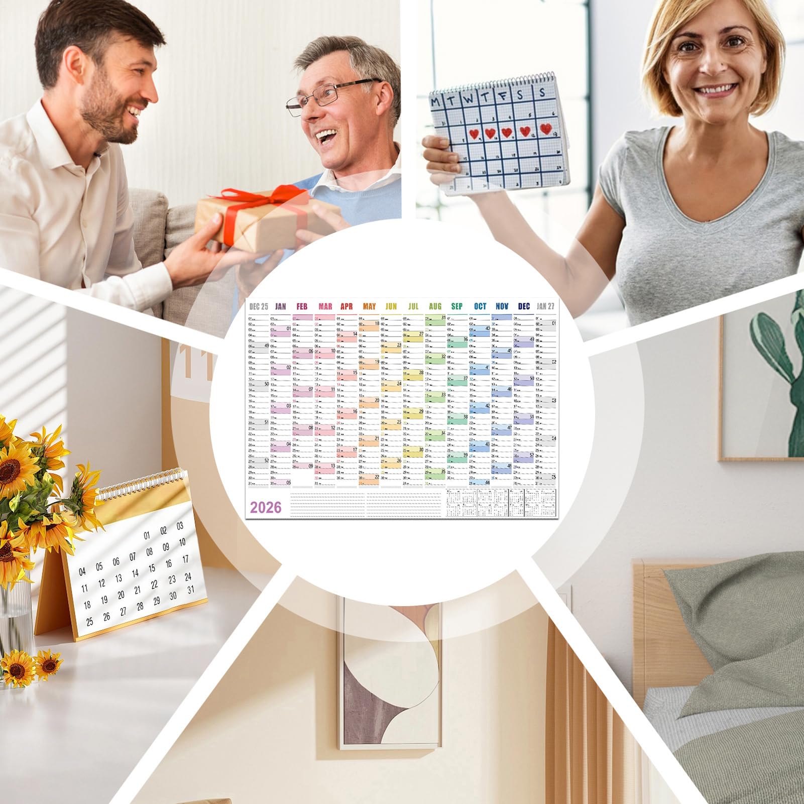 Calendario 2026 Formato Poster | Agenda Planner Gennaio-Dicembre 2026 per pianificazione, forniture, promemoria, festività contrassegnate, per la casa