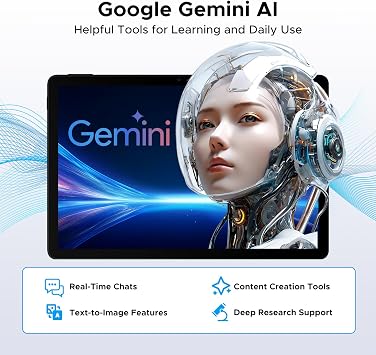 P11 Android 16 Tablet, 11 Inch Tablet with Gemini AI, 48GB RAM+128GB ROM/2 TF, 120Hz, T7250 Octa-Core, 8800mAh/18W, 13MP+5MP, Widevine L1, Face ID, GPS, FM, OTG, Tablet with Keyboard Pen