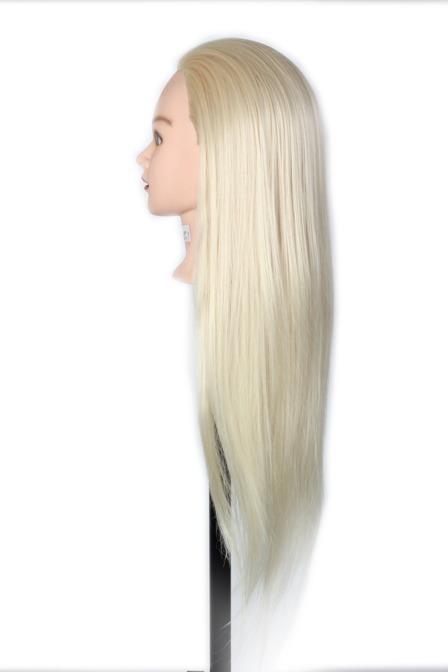 Ritzkart 28 Inch Synthetic Long Off White Hair Mannequin for Practice/Cutting/Styling - Natural Human Soft Feel with Free Small Dummy Stand adds convenience by allowing you to work on hairstyles with stability and ease. 1