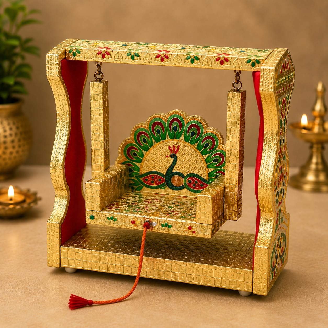 Laddu Gopal Jhula | Krishna Swing for Home Mandir| Premium Decorative Jhula (Small (0-2))-picture-18