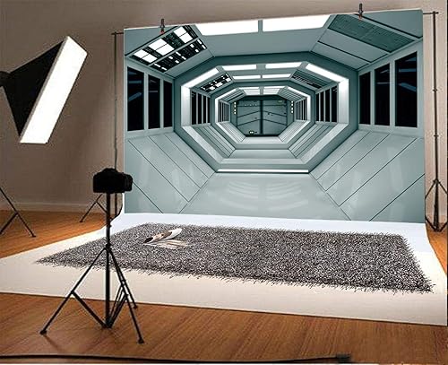 Miniatura 2 de Leyiyi Telón de fondo de estación espacial de 5 x 3 pies, ciencia ficción, laboratorio de alta tecnología, camino capsual, base secreta, túnel de