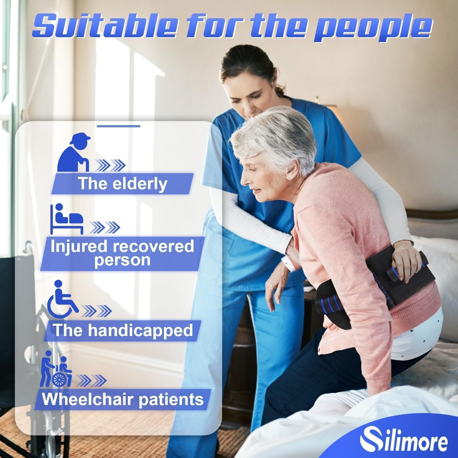 Cinturón de marcha con asas acolchadas, cinturones de puerta médicos para ancianos, cinturón bariátrico de liberación rápida para pacientes, terapia física para personas mayores
