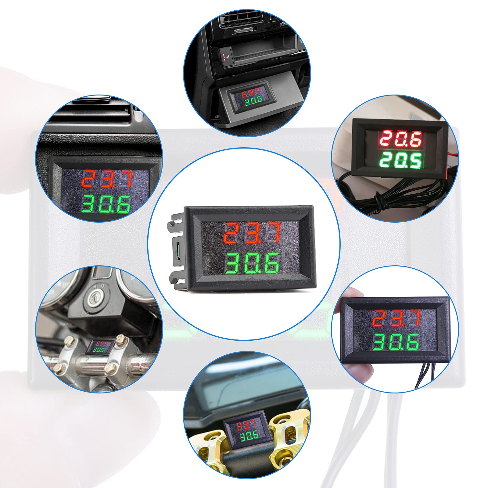 Aideepen DC 4-28V Precisione Doppio Display Digitale Termometro Monitor Pannello Meter NTC Impermeabile Sonda In Metallo