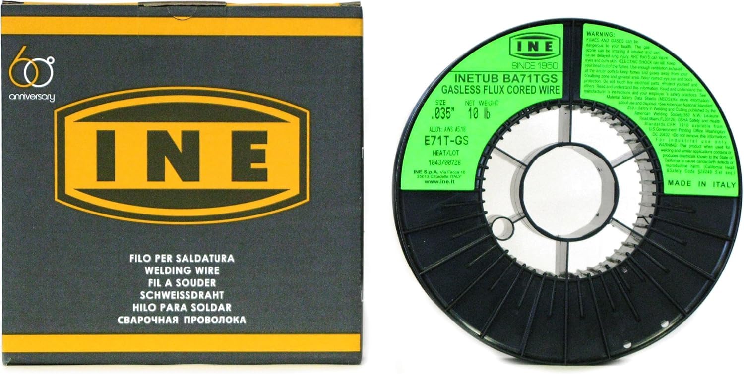 INE TUB BA71TGS - Filo di saldatura con anima in acciaio al carbonio, bobina da 4,5 kg, 0,08 cm