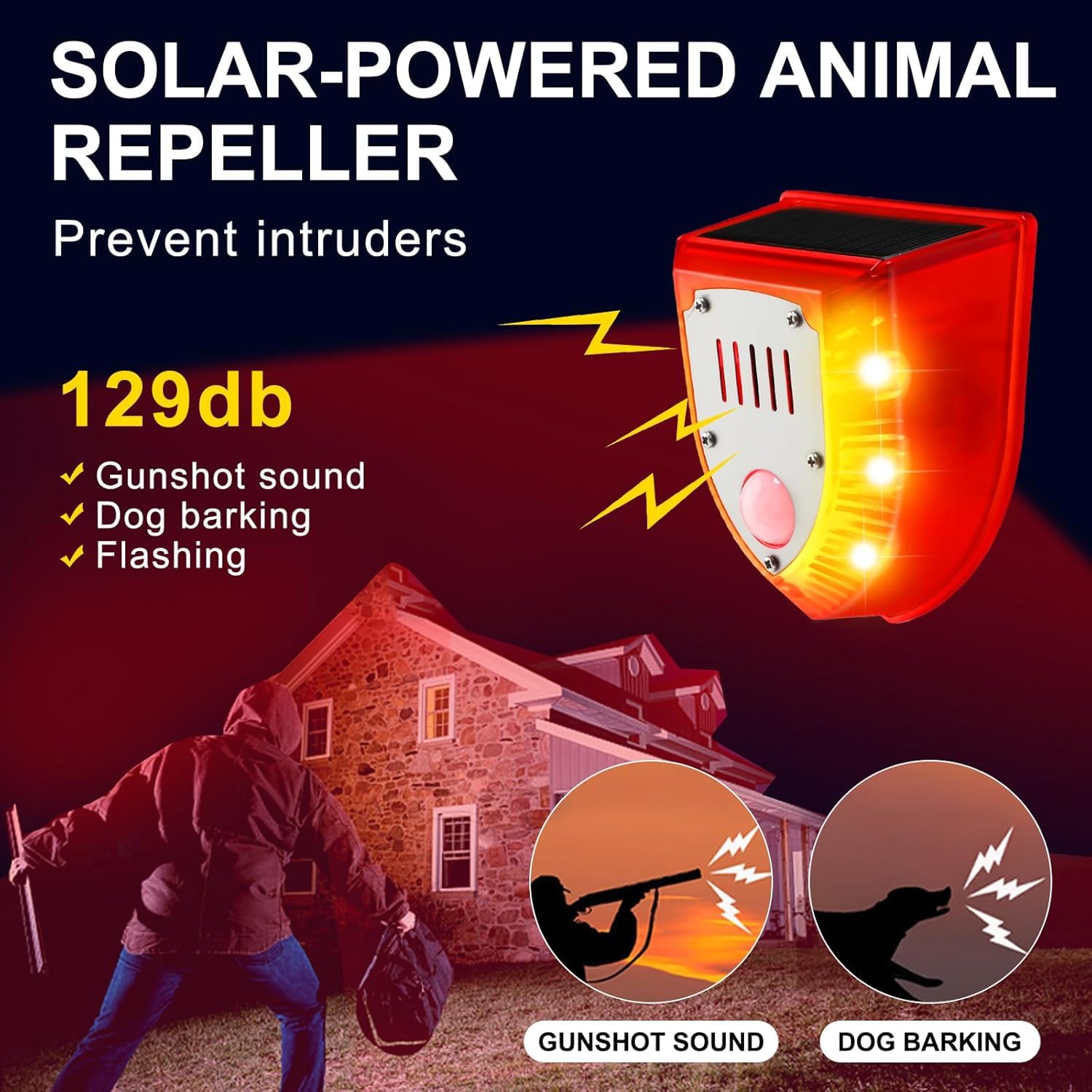 Solar alarma sensor de movimiento exterior-911M (rojo -2 paquetes)