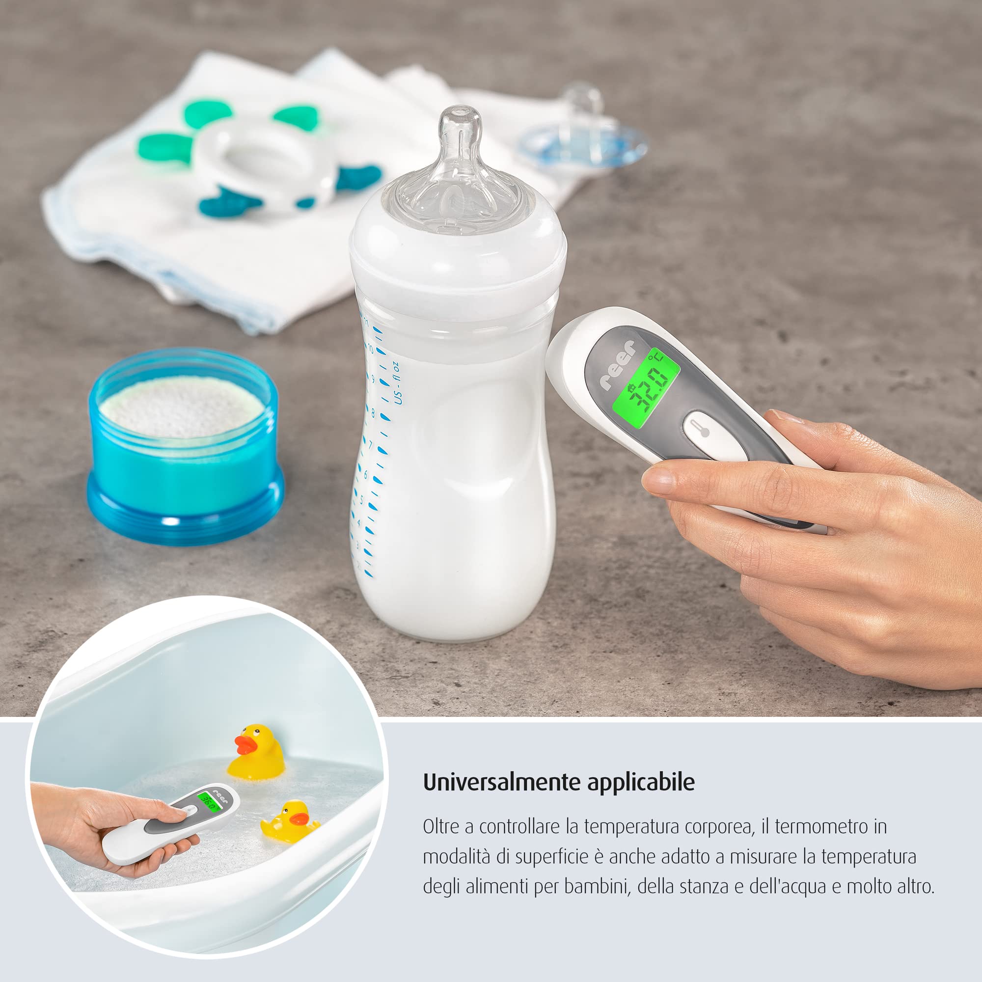reer - Termometro a infrarossi senza contatto 3 in 1